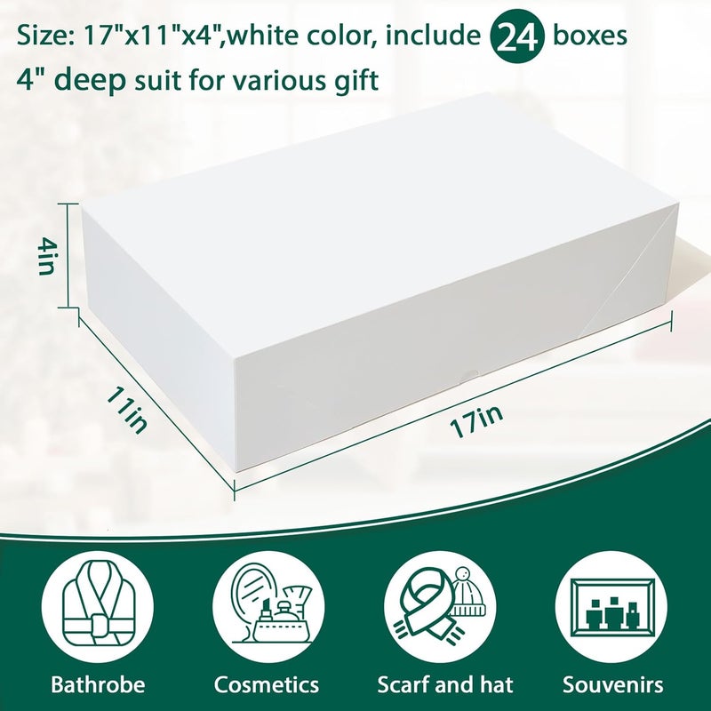YANGTE 24 Premium Gift Boxes with Lids for Presents, Extra Large White Boxes for Wrapping Gifts, 4-inch Deep Clothing Gift Boxes for Robe, Sweater, Shirt and Christams Gift - Image 2